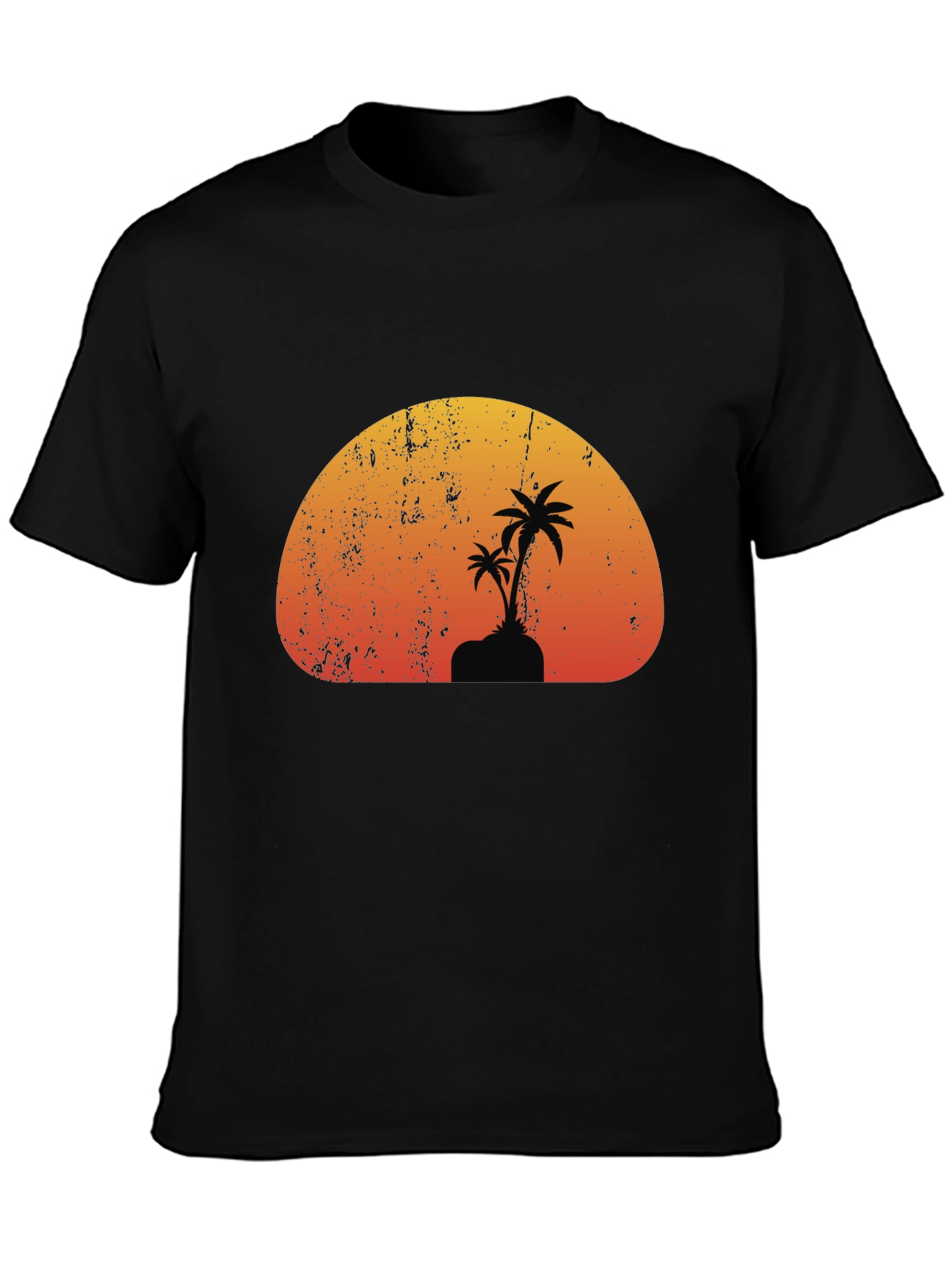 Sunset Palm Tree Graphic Black T-Shirt
