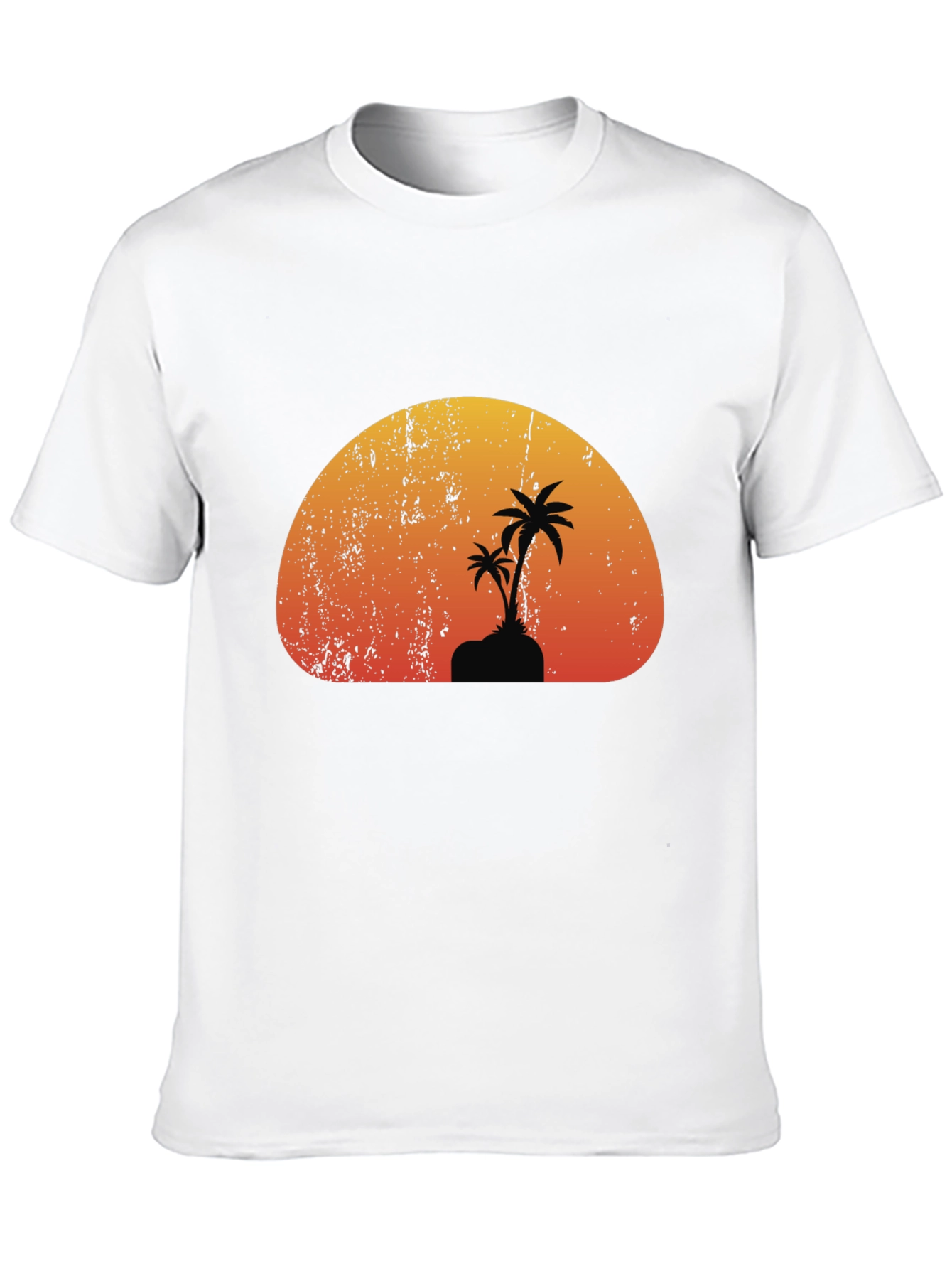 Sunset Palm Tree Graphic Black T-Shirt