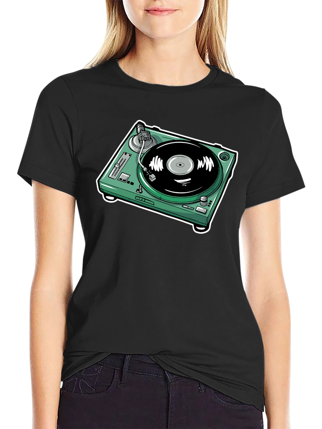 Turntable Graphic T-Shirt - Black Cotton Tee