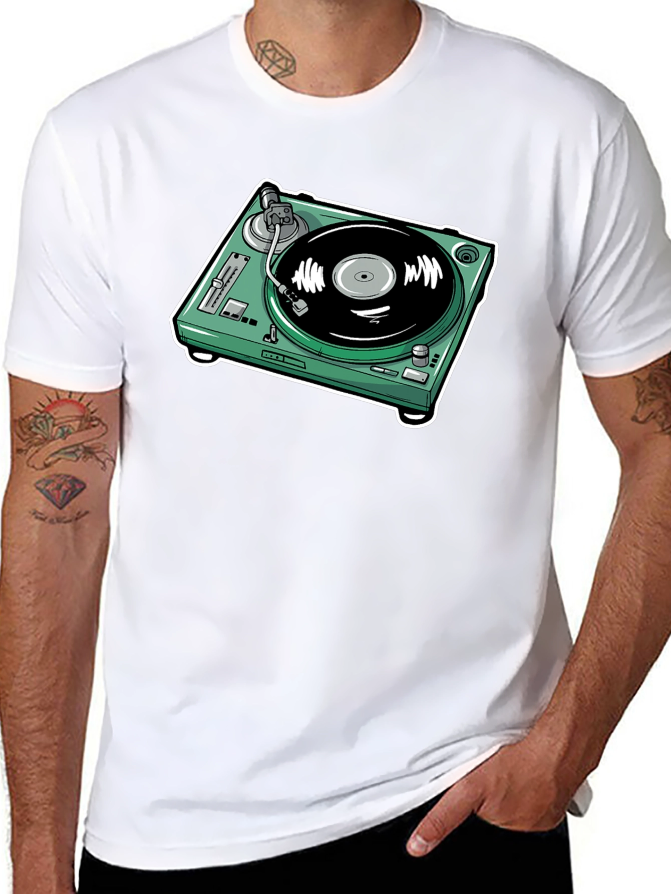 Turntable Graphic T-Shirt - Black Cotton Tee