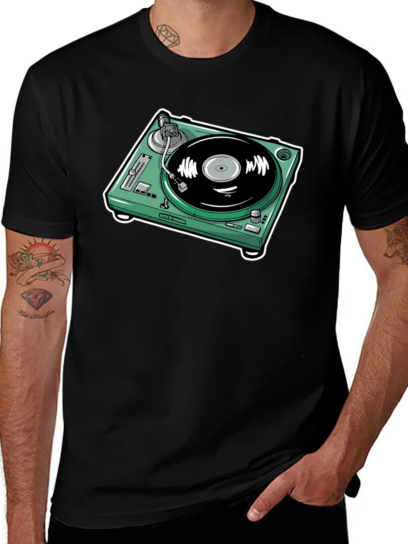 Turntable Graphic T-Shirt - Black Cotton Tee