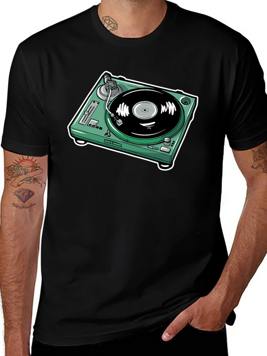 Turntable Graphic T-Shirt - Black Cotton Tee