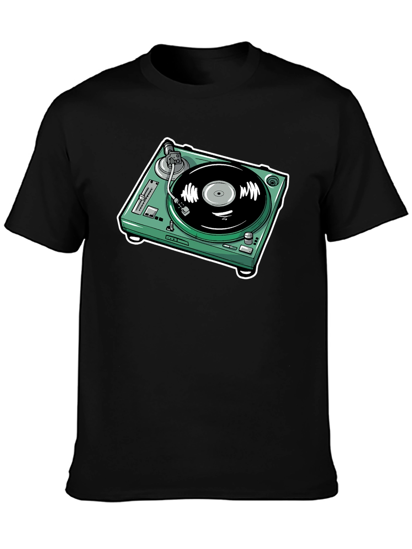 Turntable Graphic T-Shirt - Black Cotton Tee