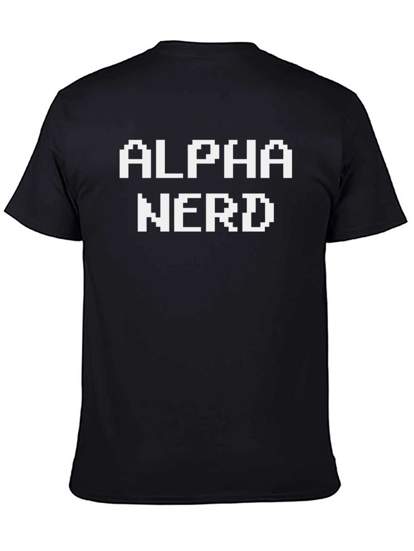 Alpha Nerd Pixel Art Black T-Shirt