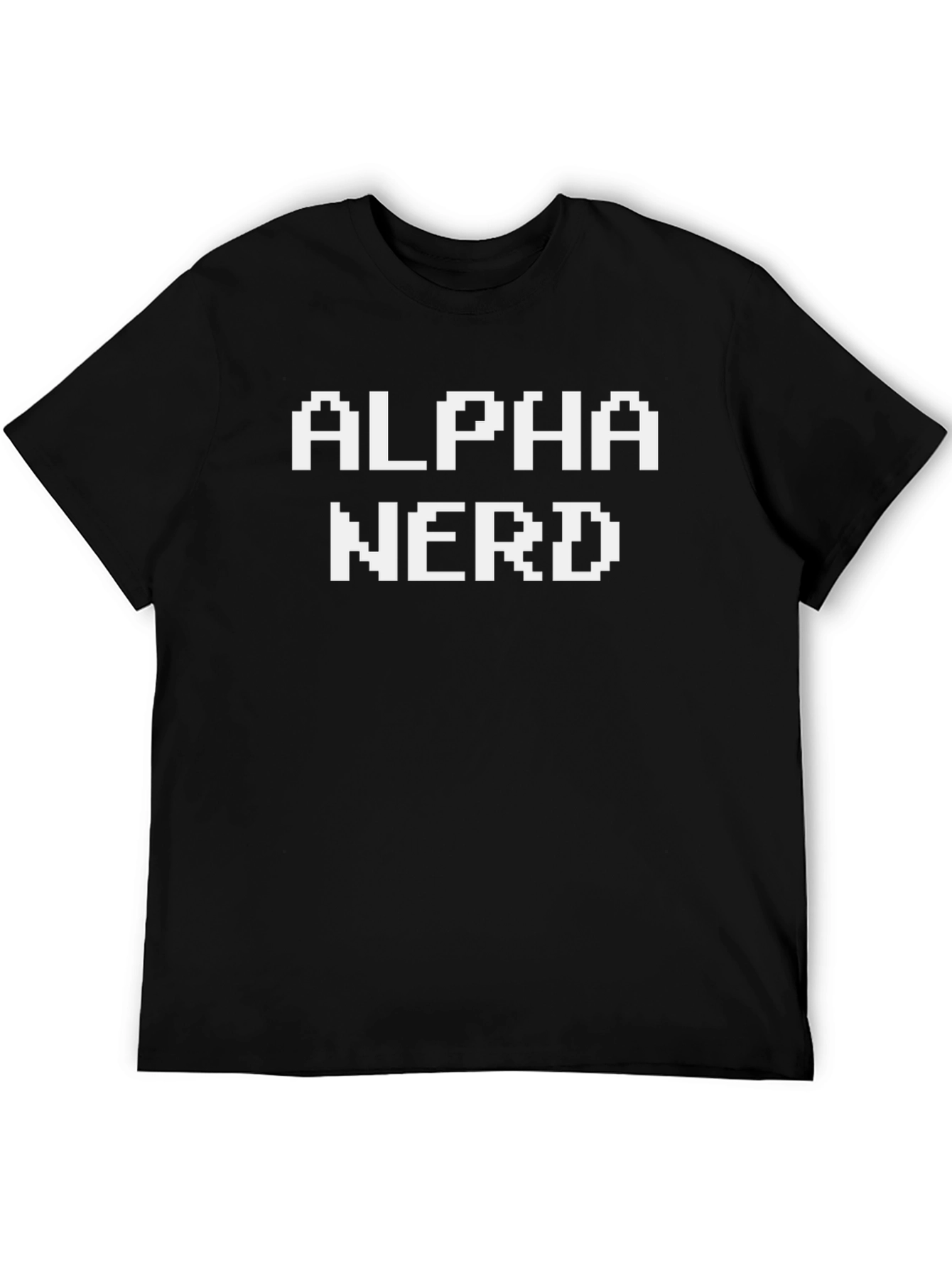 Alpha Nerd Pixel Art Black T-Shirt