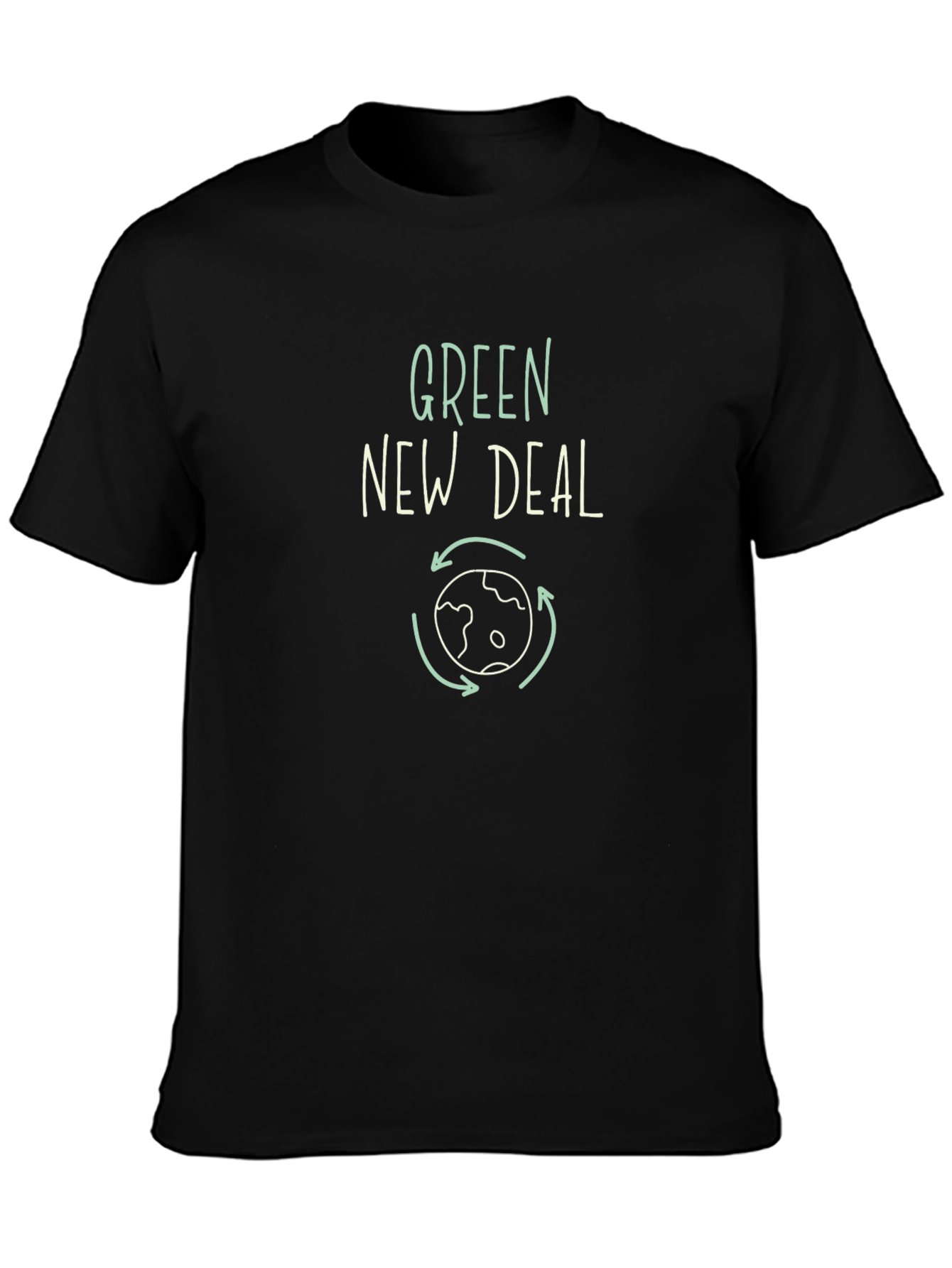 Green New Deal Graphic Tee - Black Cotton T-Shirt