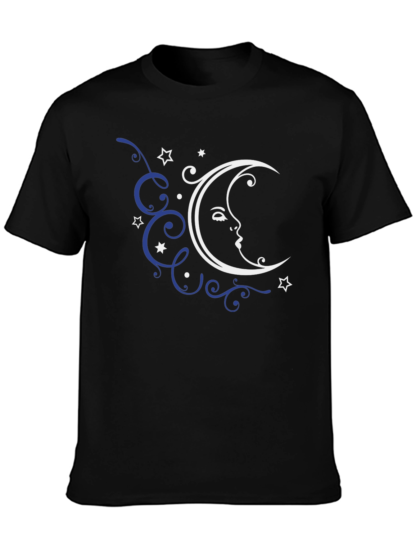 Celestial Moon Graphic Tee - Black Cotton T-Shirt