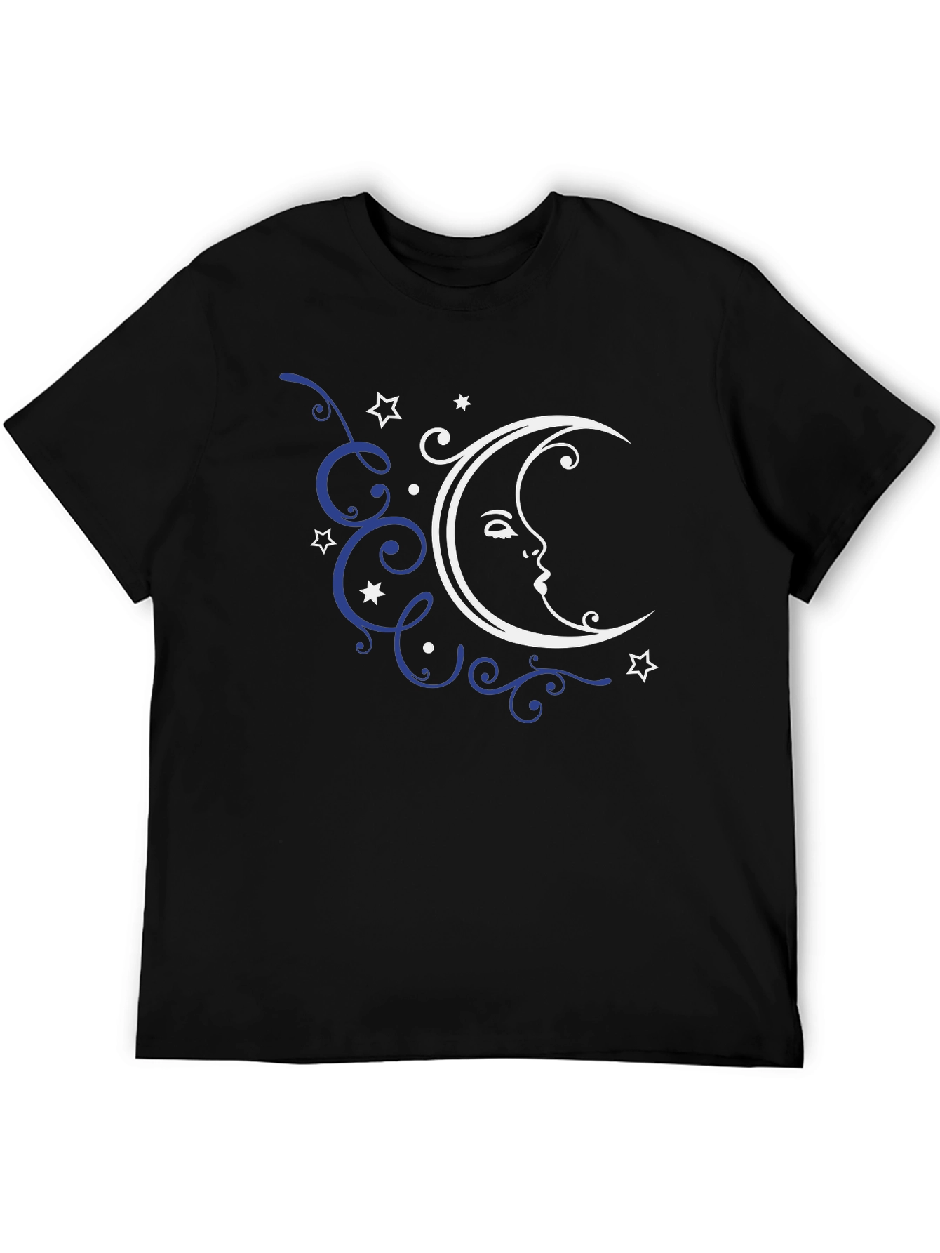 Celestial Moon Graphic Tee - Black Cotton T-Shirt