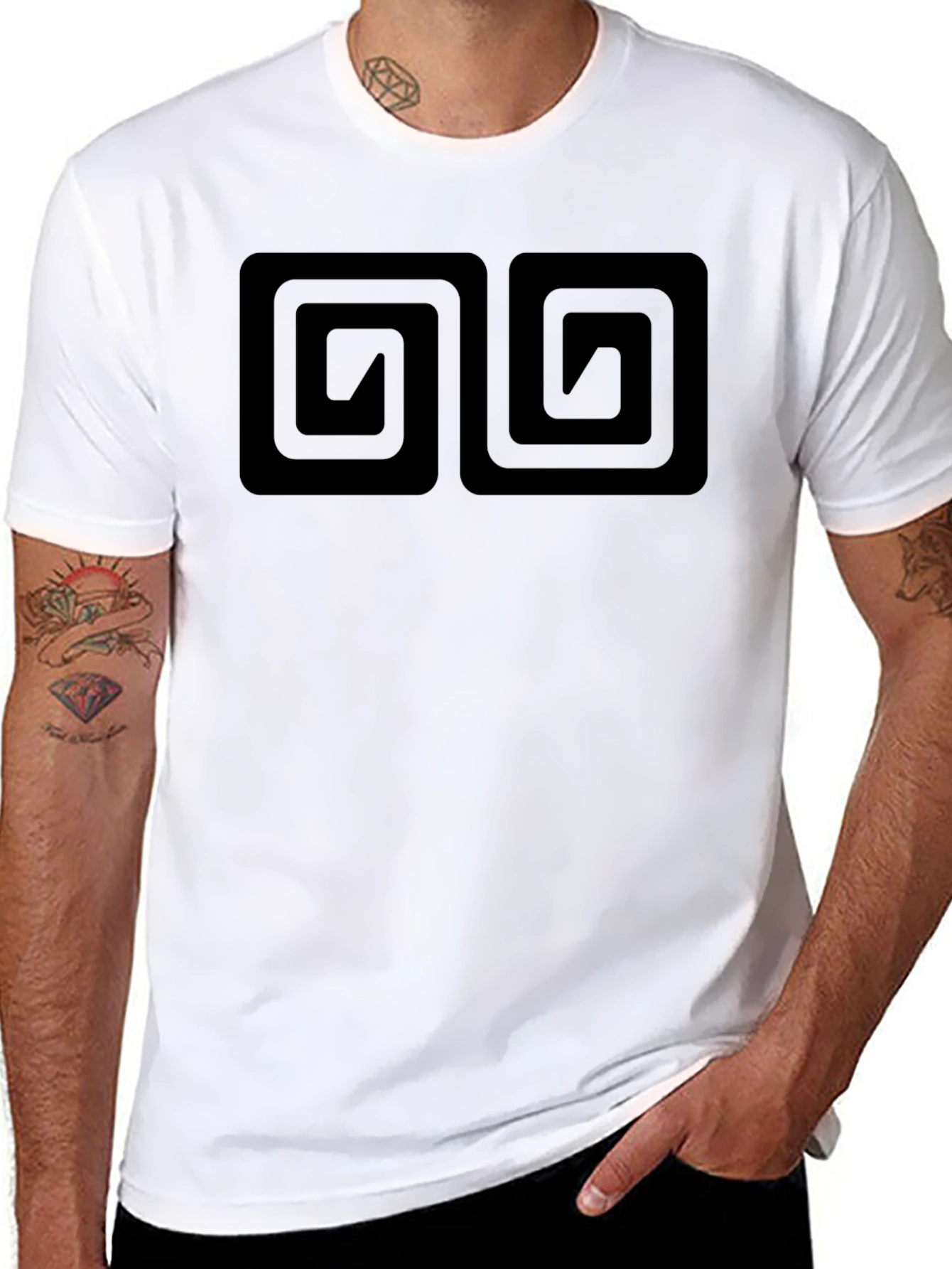 Mens Black T-Shirt with Double Maze Design