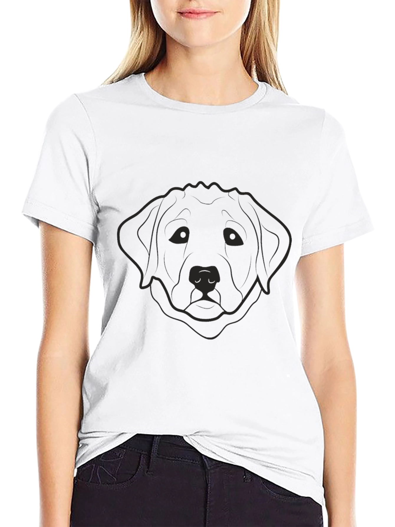 Black Dog Outline T-Shirt - Casual Style