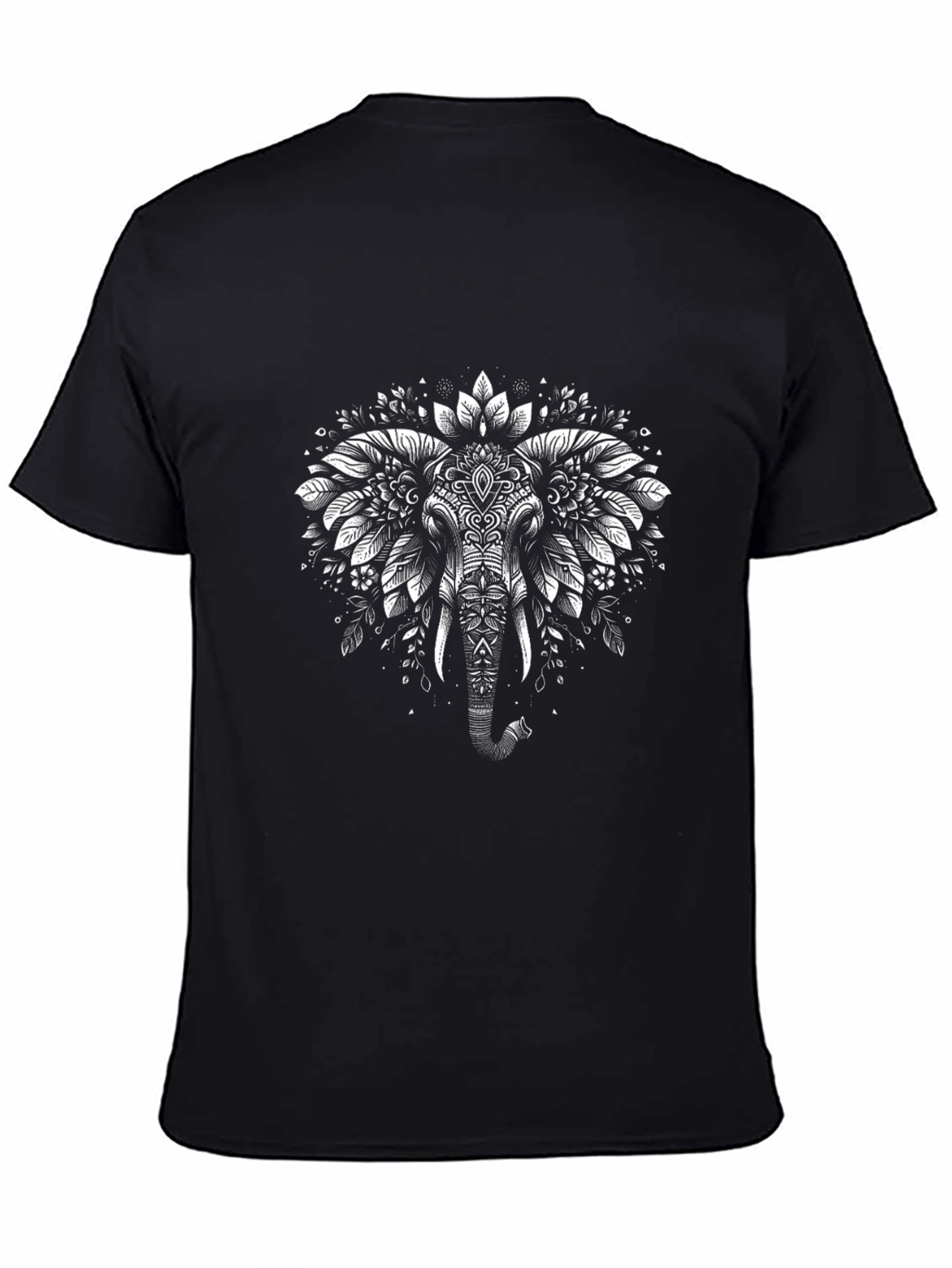 Elephant Mandala Graphic Tee - Black Cotton T-Shirt