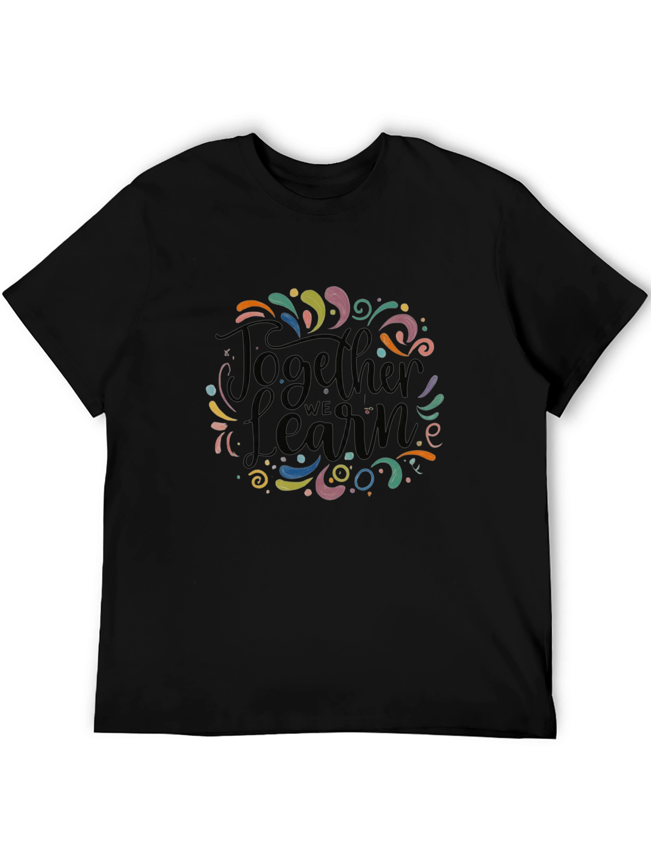 Together We Learn Graphic Tee - Black Cotton Blend
