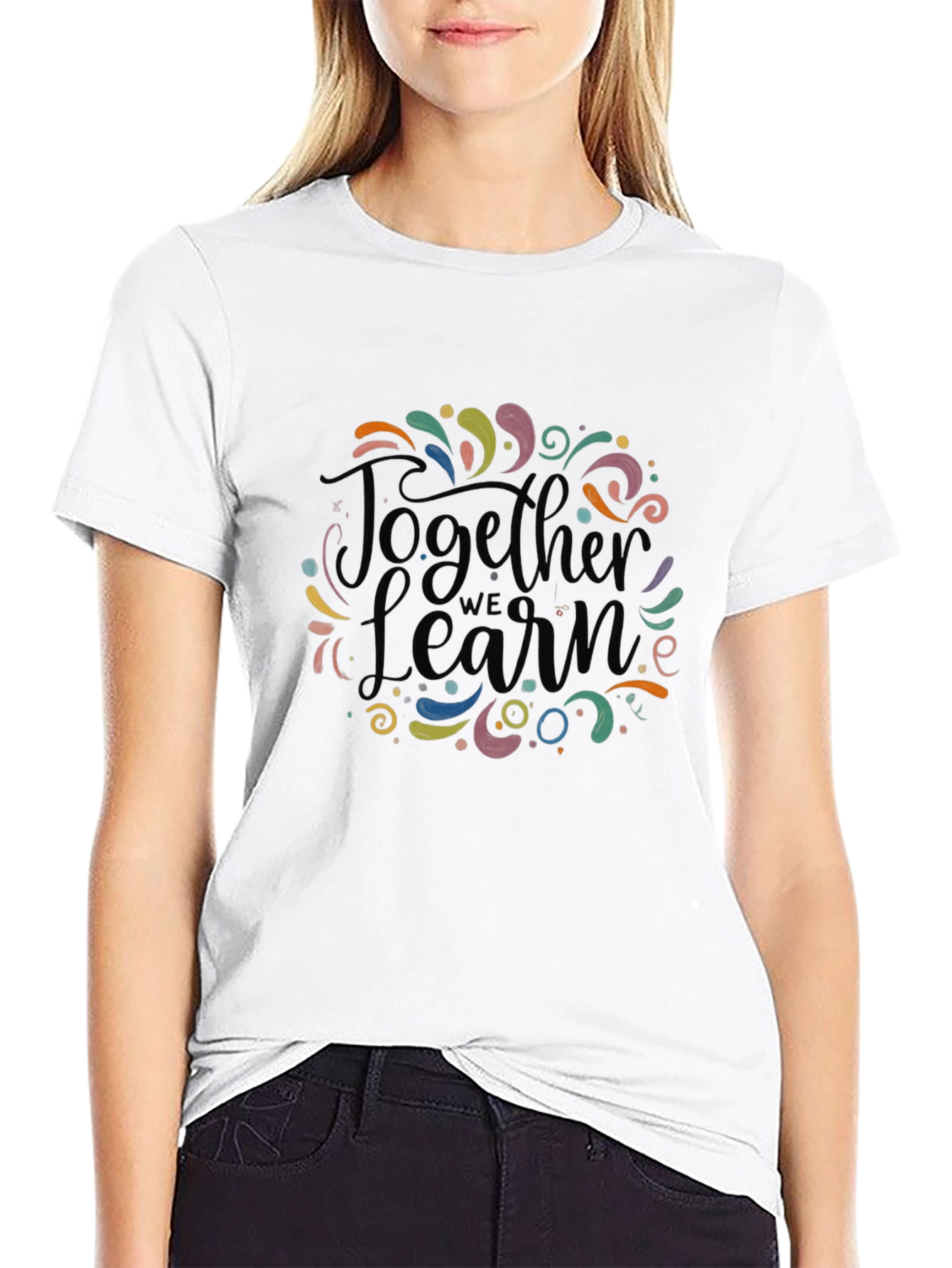 Together We Learn Graphic Tee - Black Cotton Blend