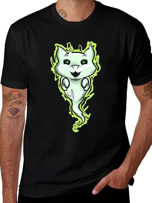 Ghost Cat Graphic Tee - Spooky Fun!