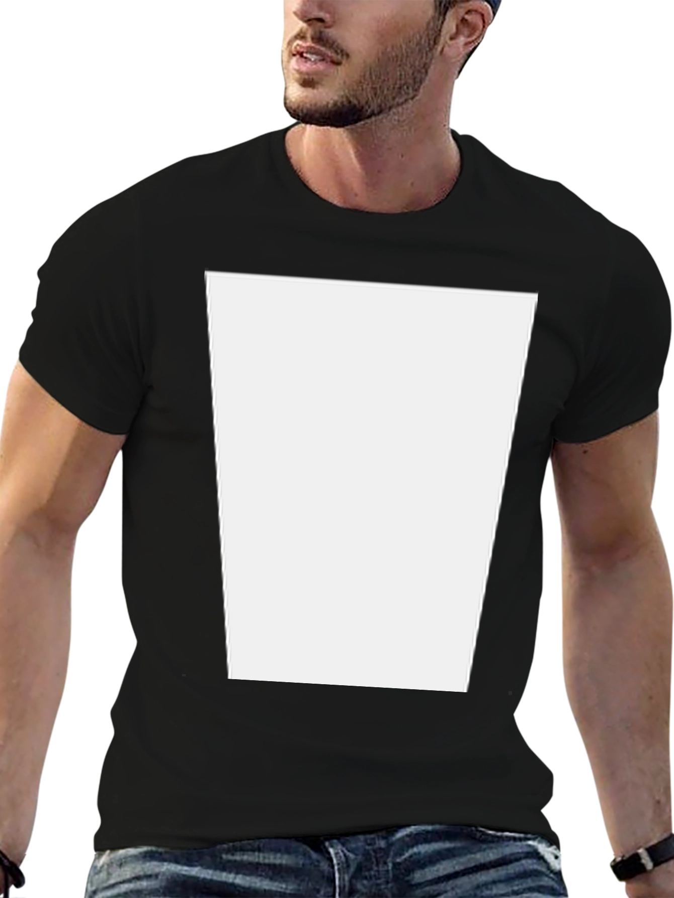 Classic Black T-Shirt with Customizable Print Area