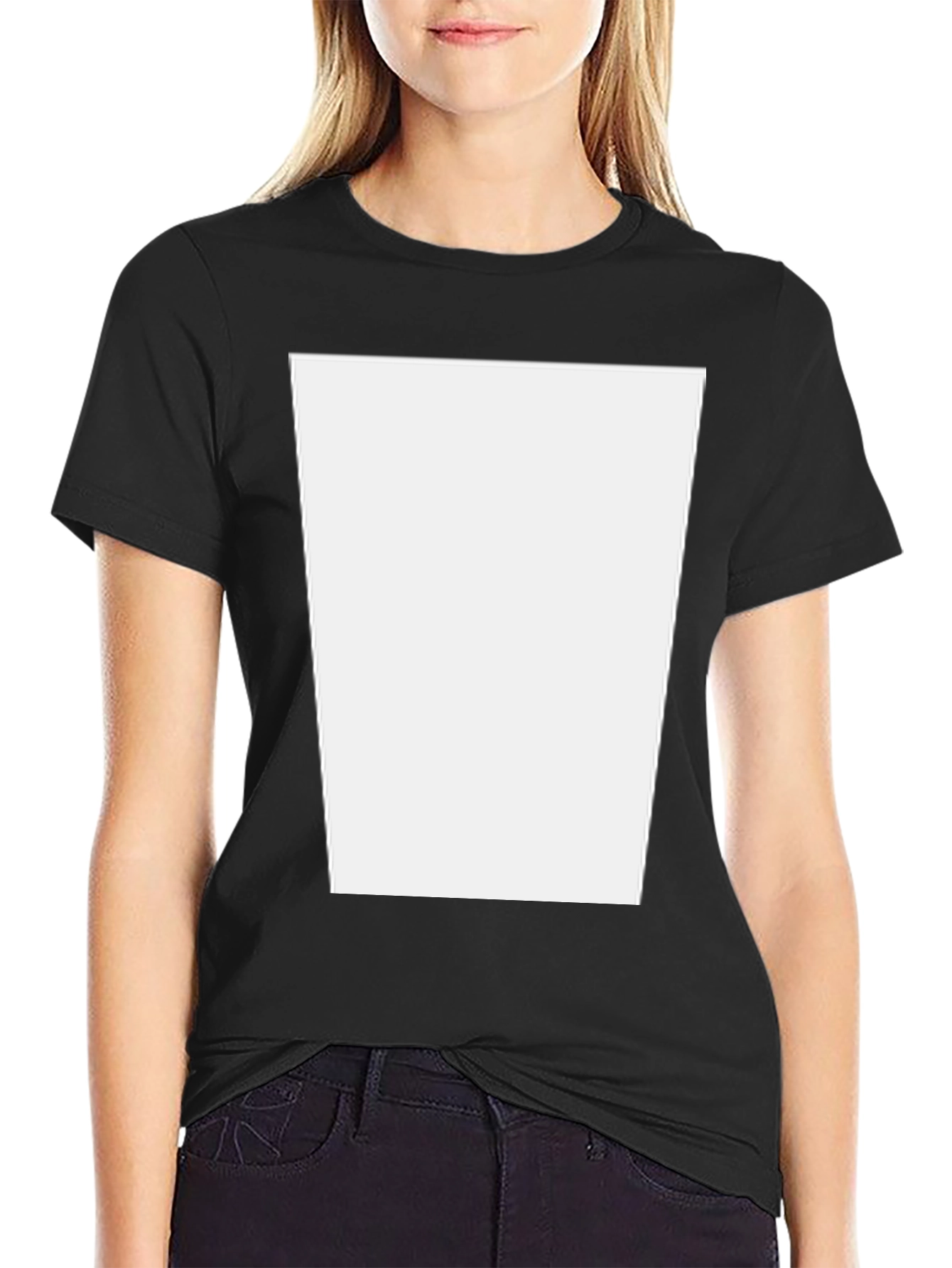Classic Black T-Shirt with Customizable Print Area