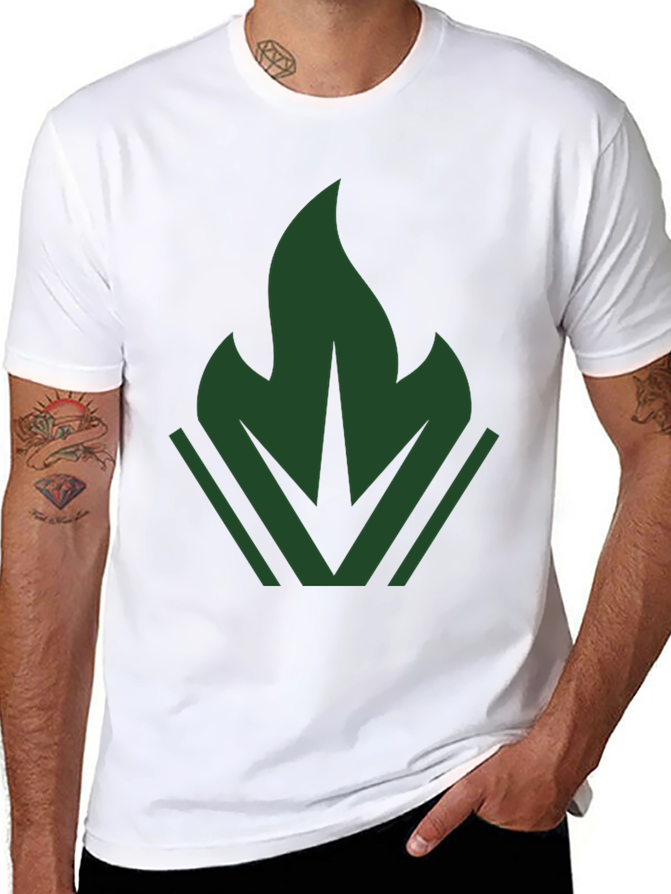 Dark Green Emblem Tee - Modern Casual Style