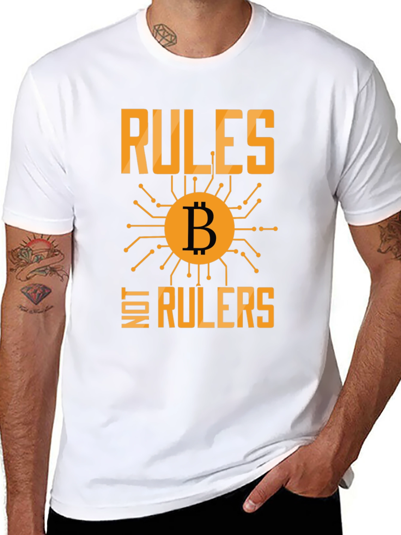 Bitcoin Rules Not Rulers Graphic T-Shirt