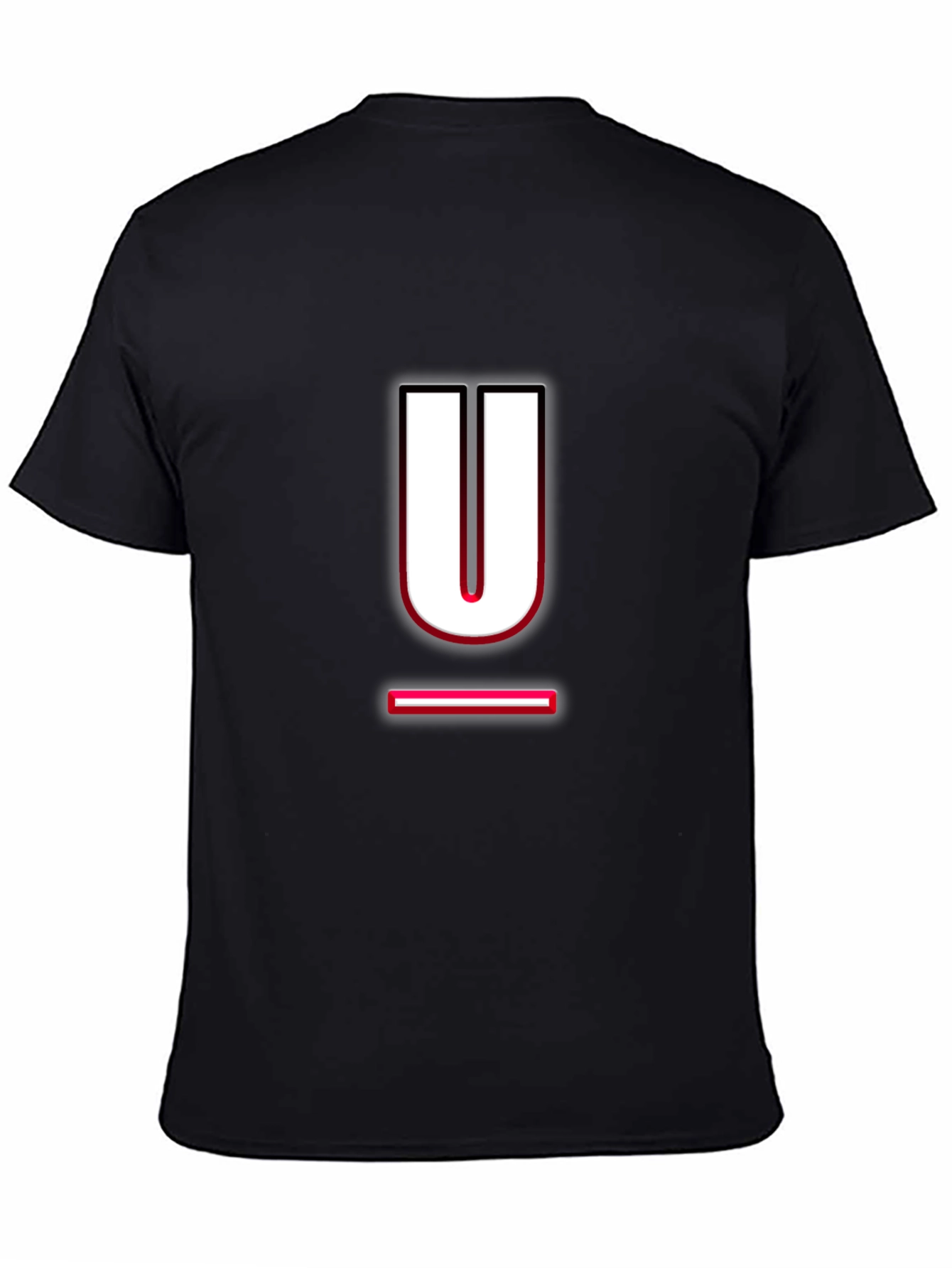Modern Black T-Shirt with Letter U Design