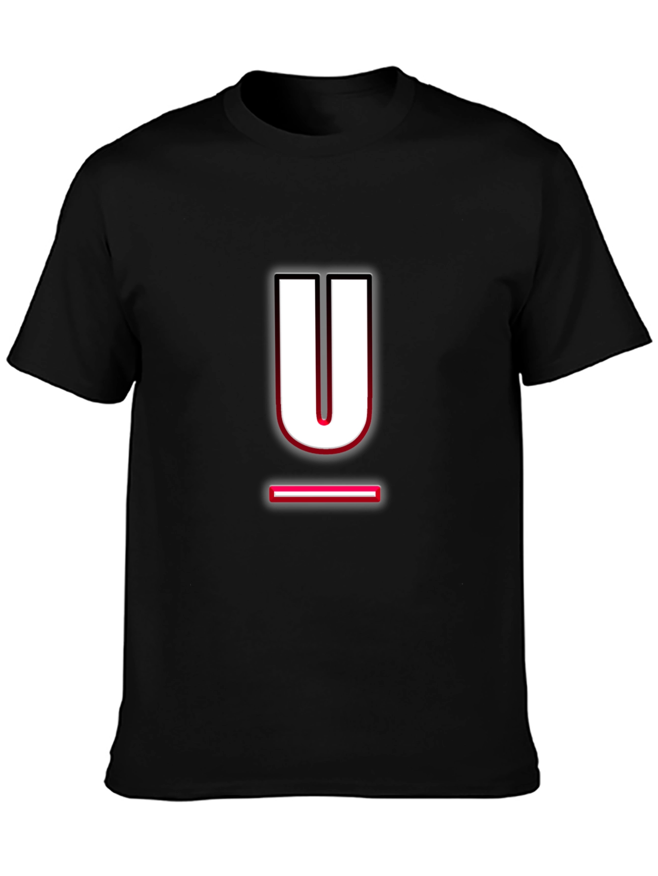 Modern Black T-Shirt with Letter U Design