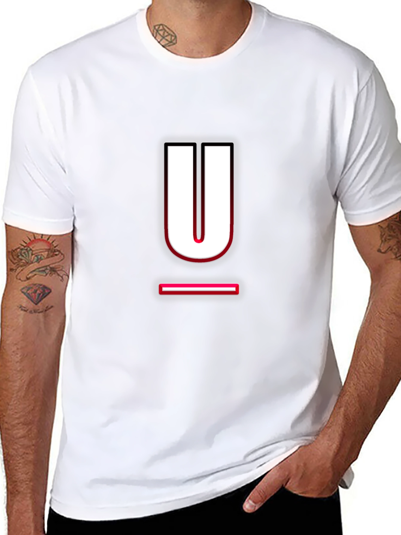 Modern Black T-Shirt with Letter U Design