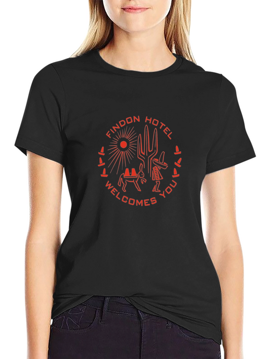 Findon Hotel Graphic Tee - Desert Motif Black T-Shirt