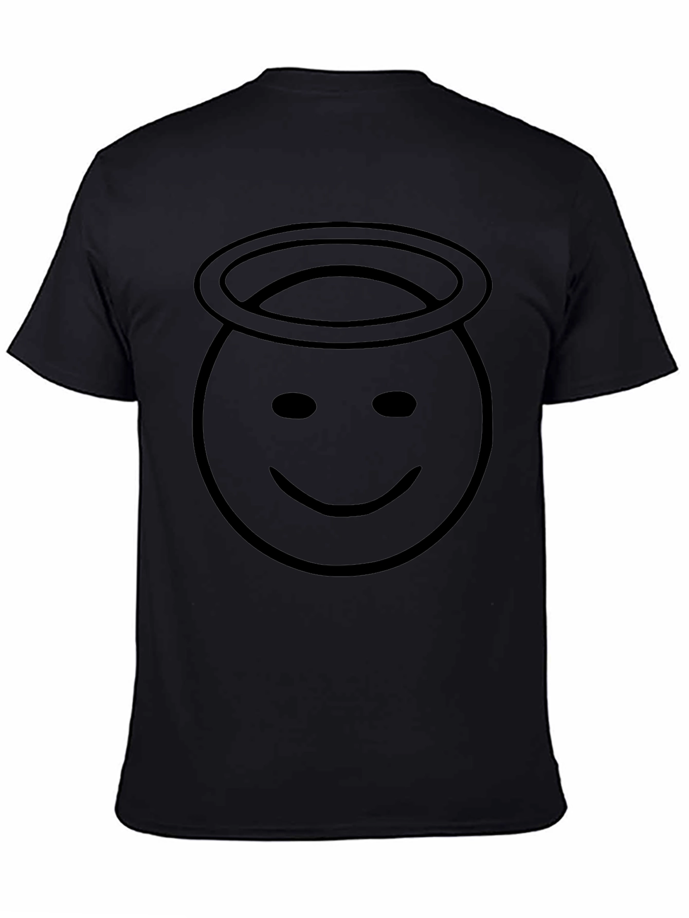 Angel Halo Smiley Face Black T-Shirt