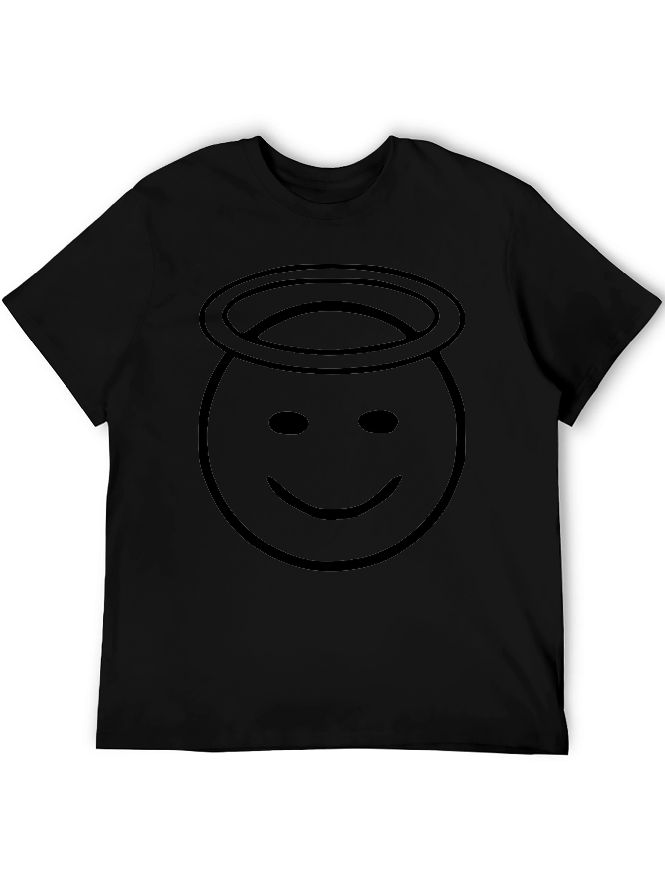 Angel Halo Smiley Face Black T-Shirt