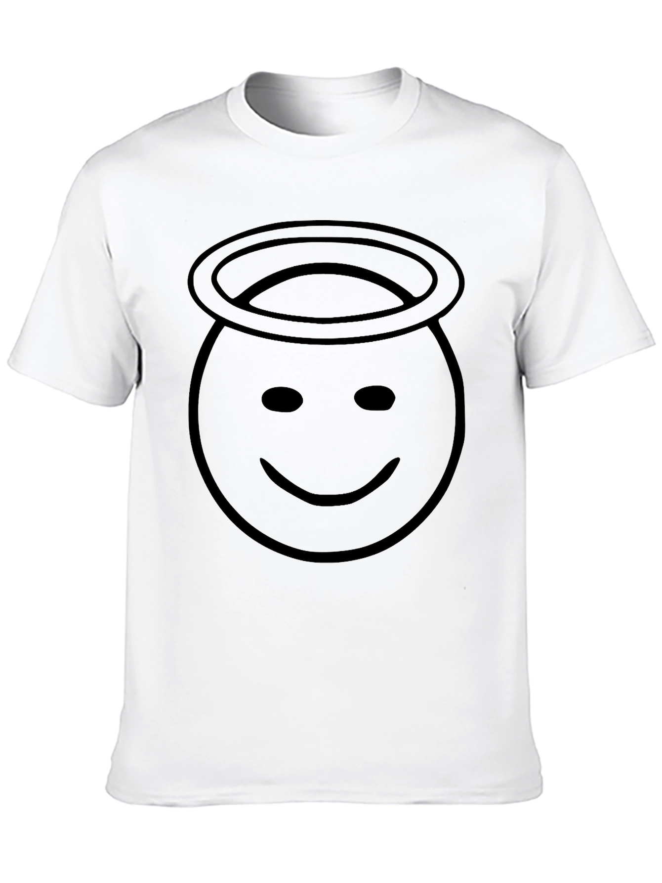 Angel Halo Smiley Face Black T-Shirt
