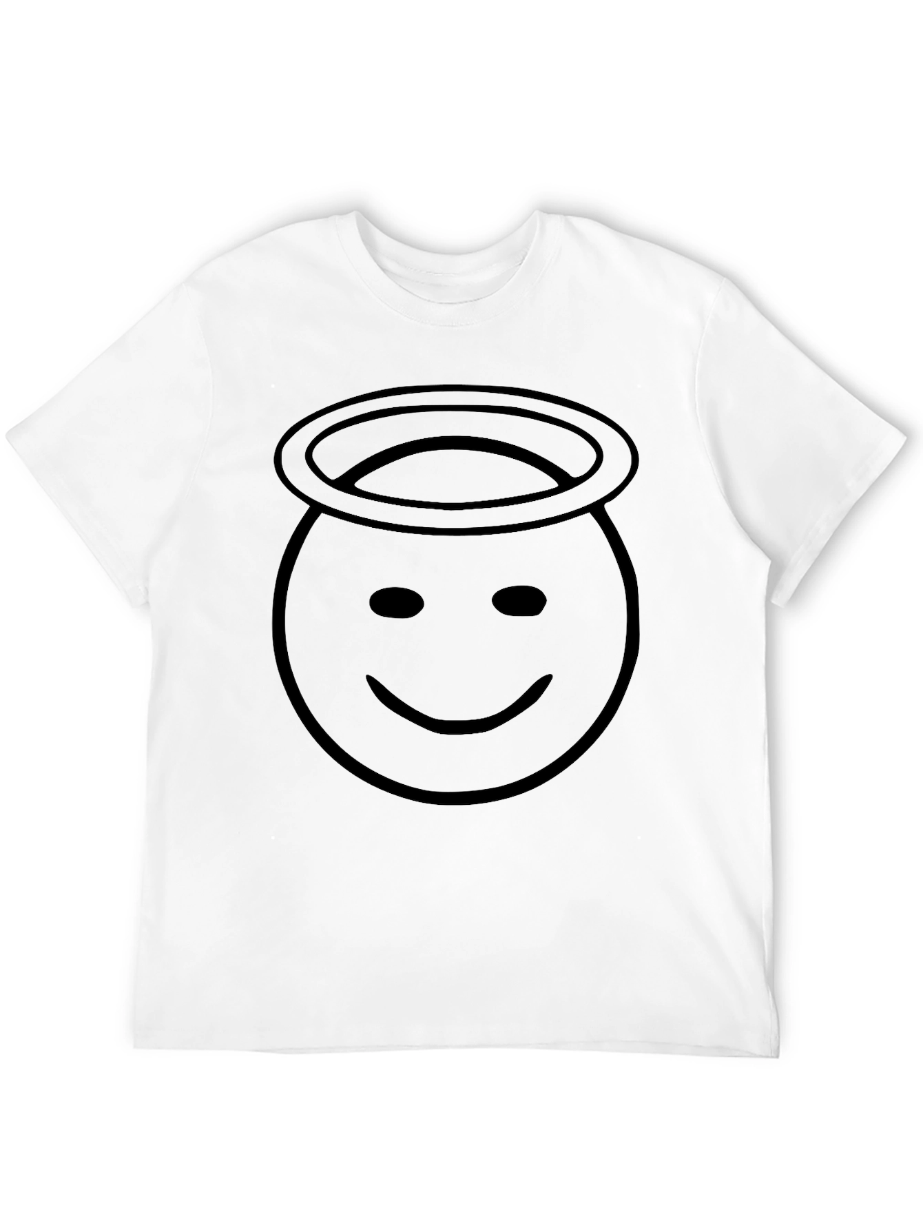 Angel Halo Smiley Face Black T-Shirt