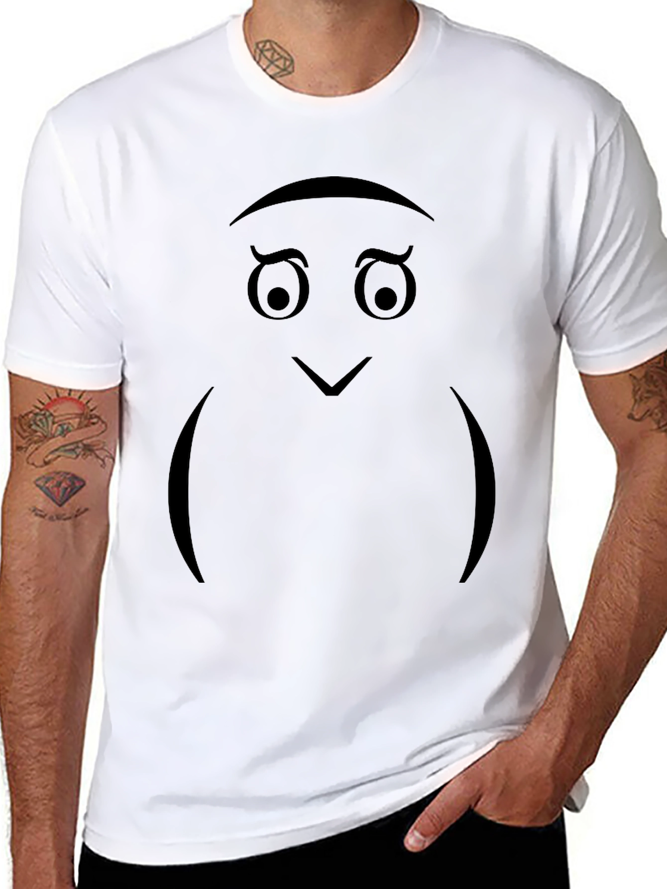 Whimsical Owl Face Black T-Shirt