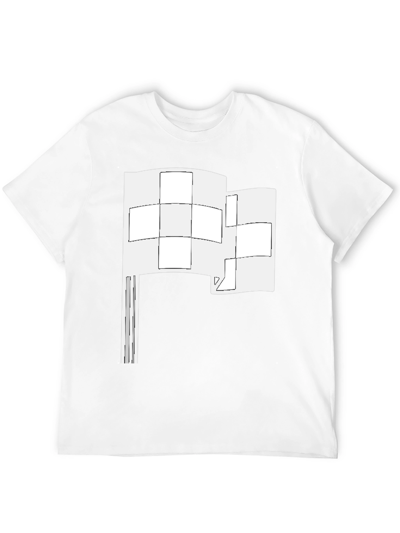 Abstract Flag Graphic Tee - Black Cotton Shirt