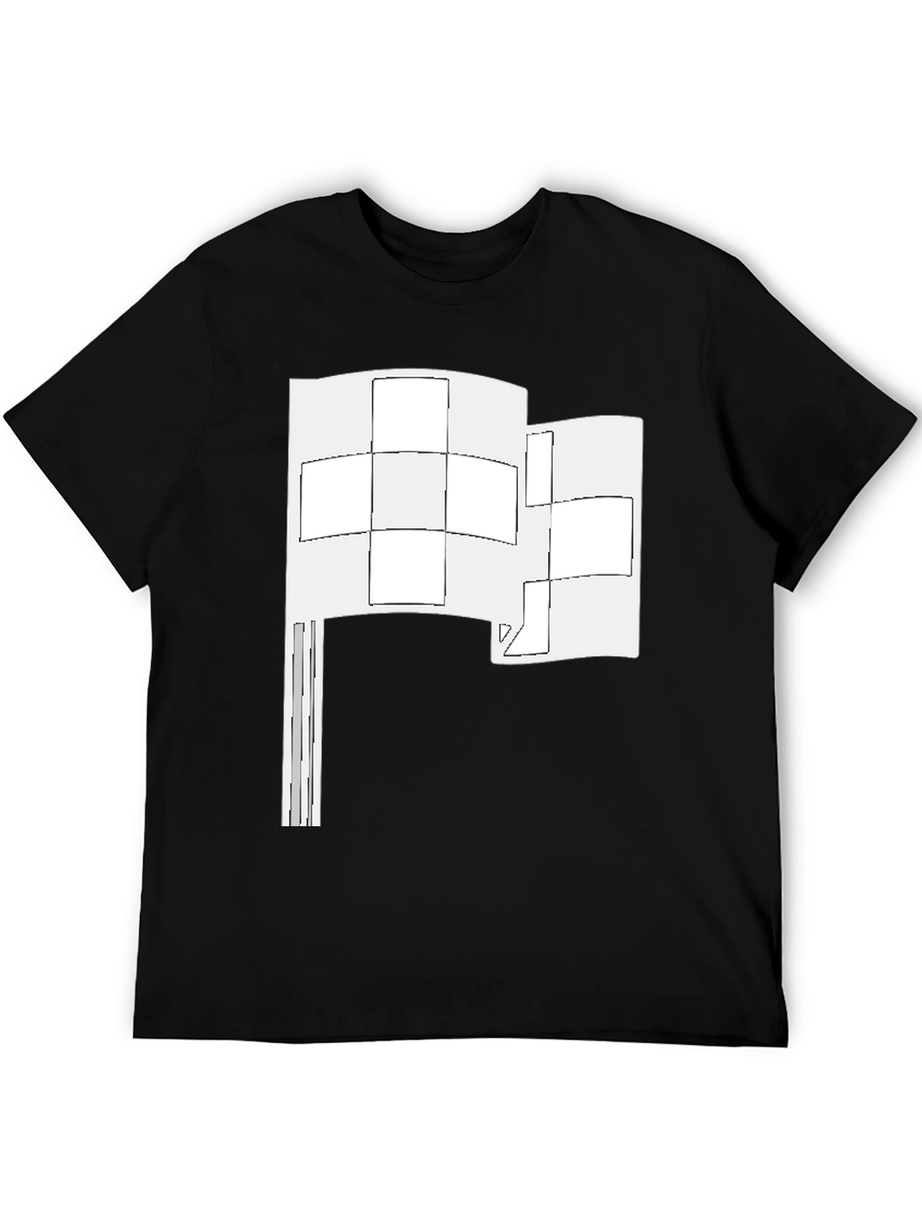 Abstract Flag Graphic Tee - Black Cotton Shirt