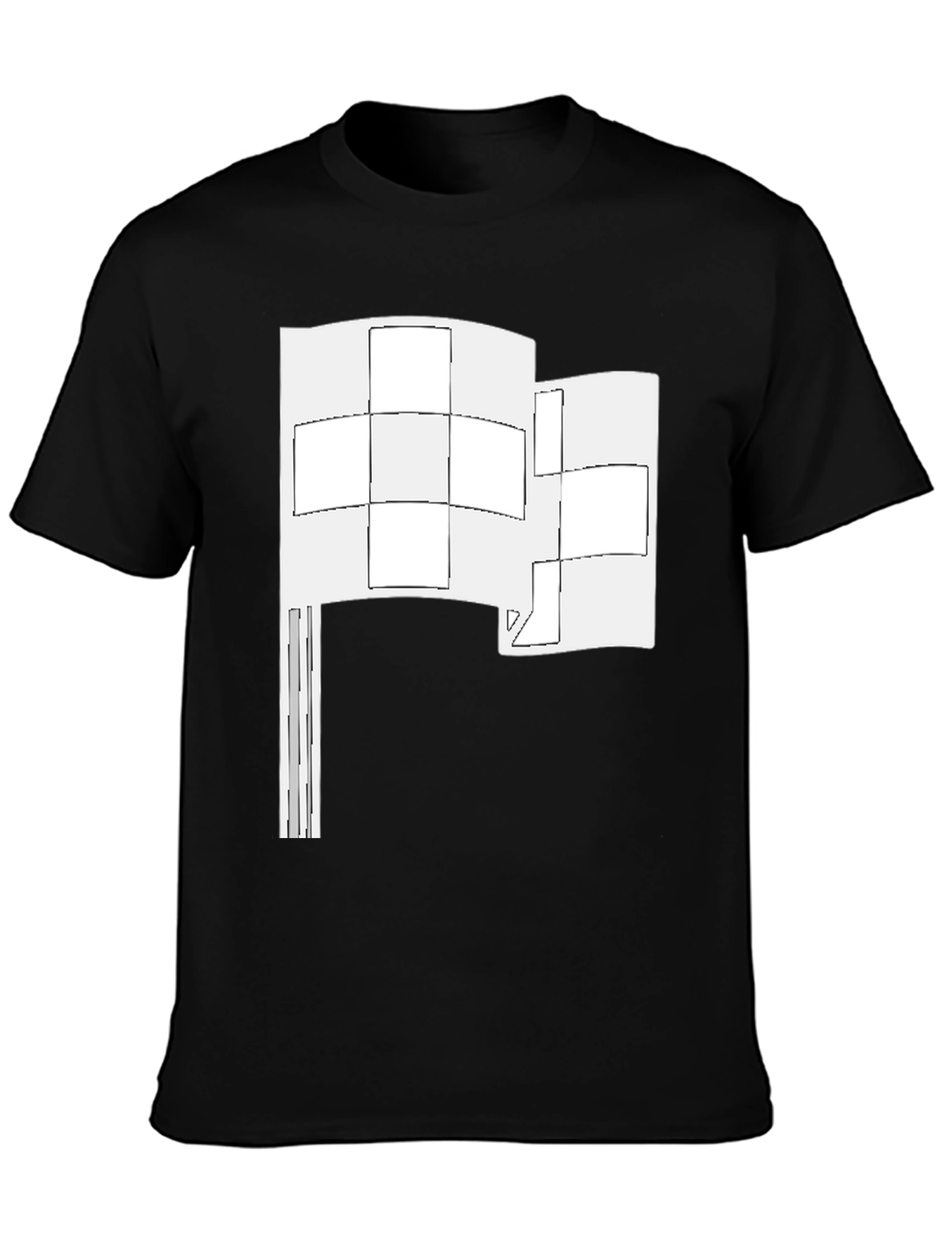 Abstract Flag Graphic Tee - Black Cotton Shirt