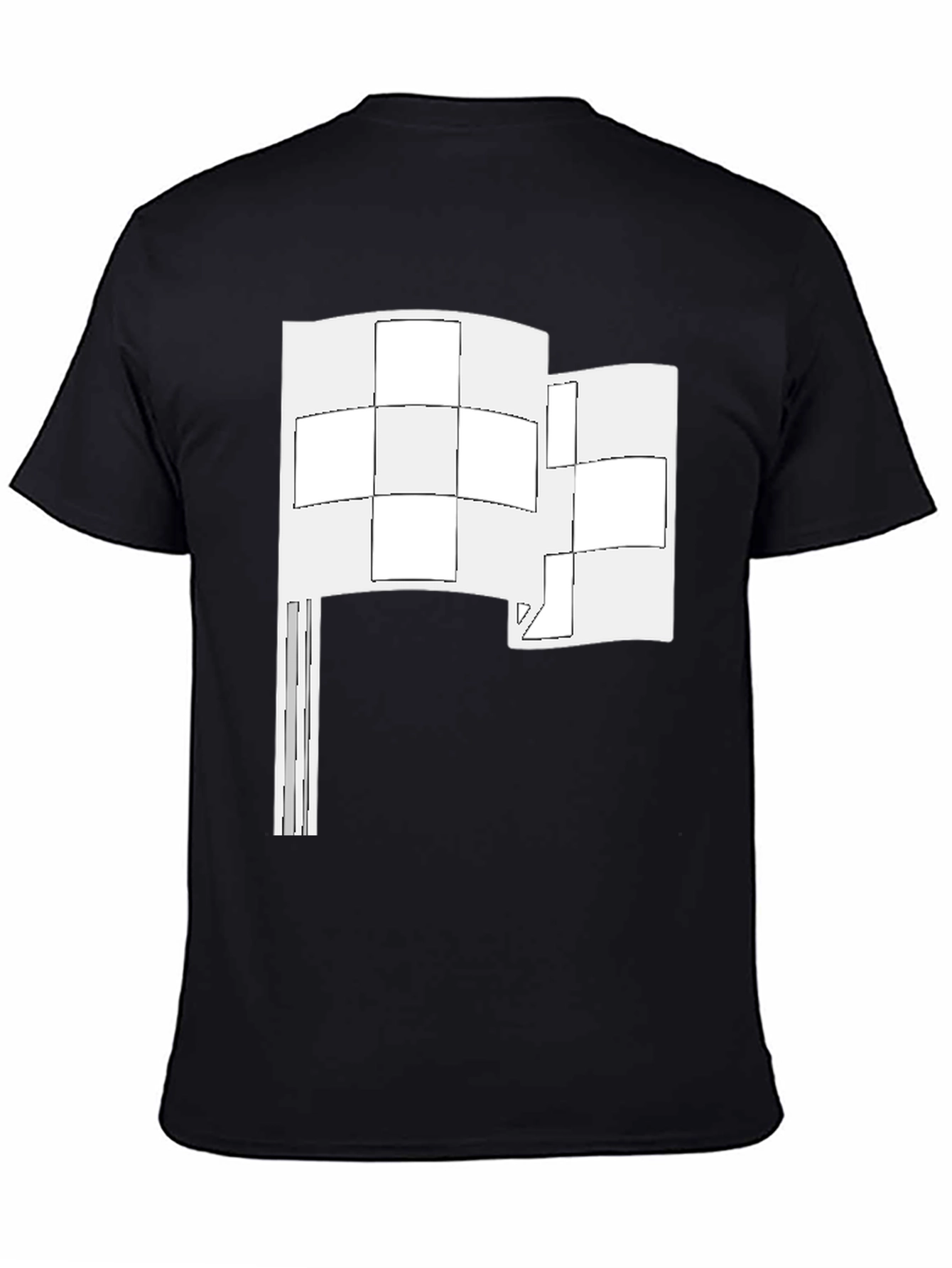 Abstract Flag Graphic Tee - Black Cotton Shirt