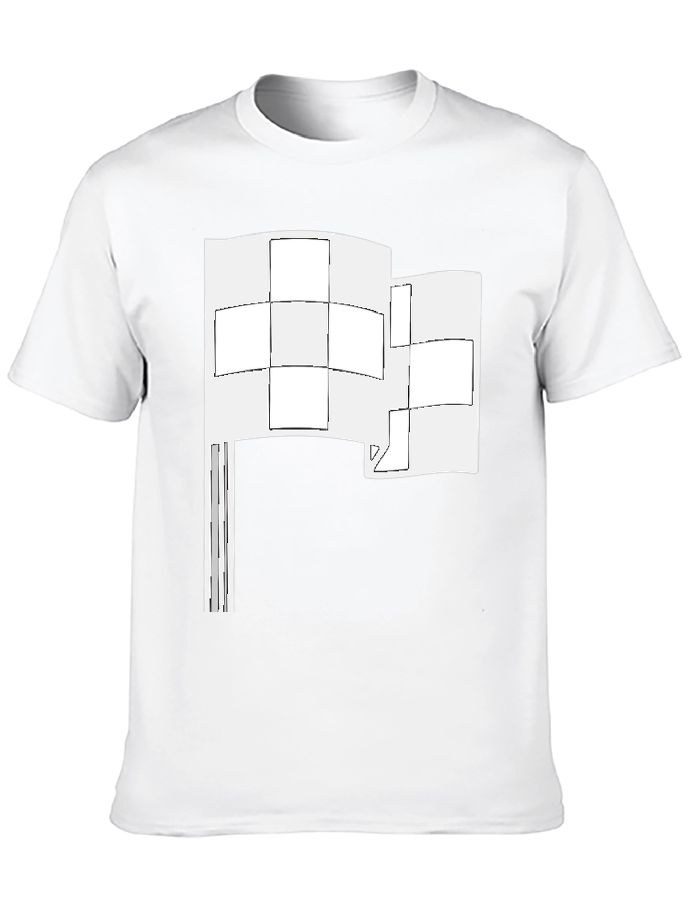 Abstract Flag Graphic Tee - Black Cotton Shirt