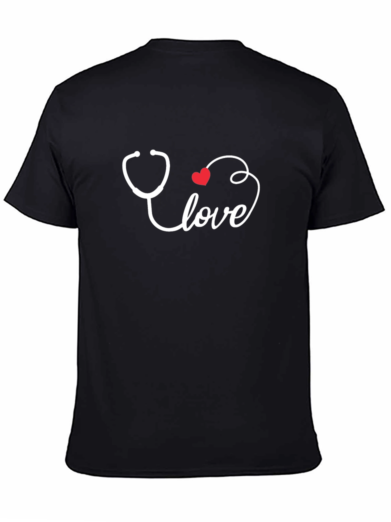 Stethoscope Heart Love Graphic Tee - Black