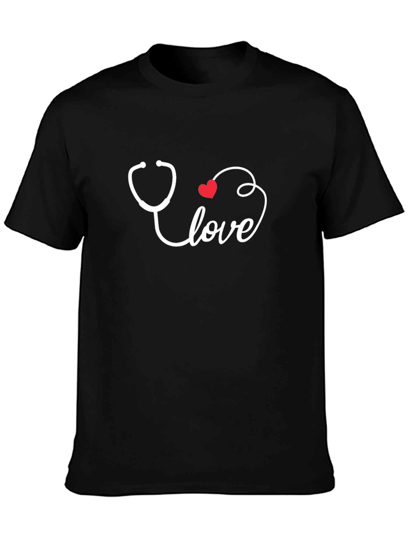 Stethoscope Heart Love Graphic Tee - Black