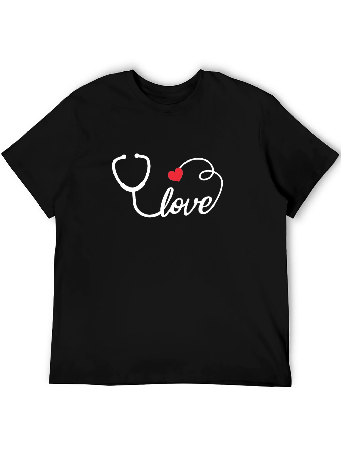 Stethoscope Heart Love Graphic Tee - Black