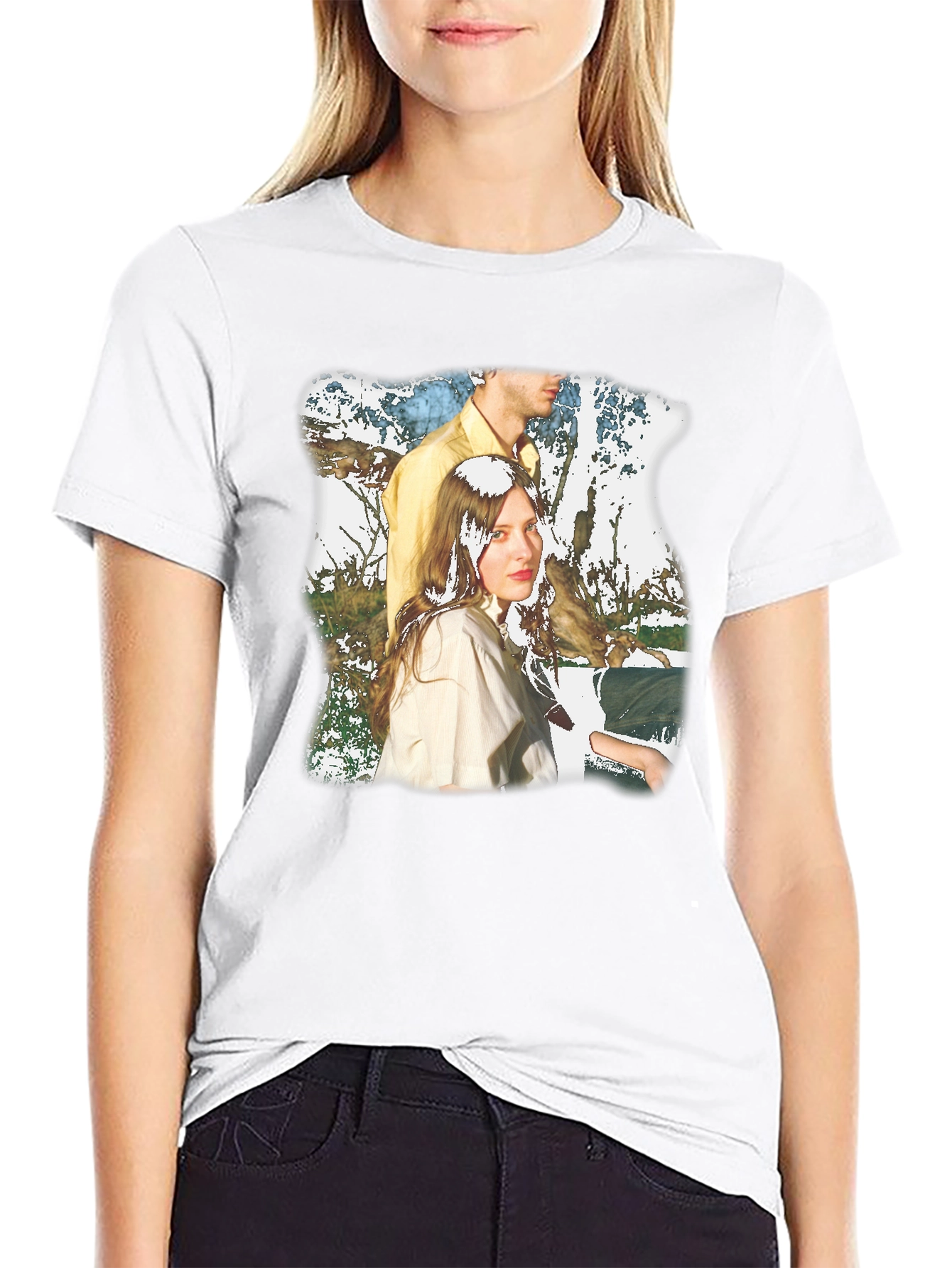 Retro Style Portrait Graphic Black T-Shirt