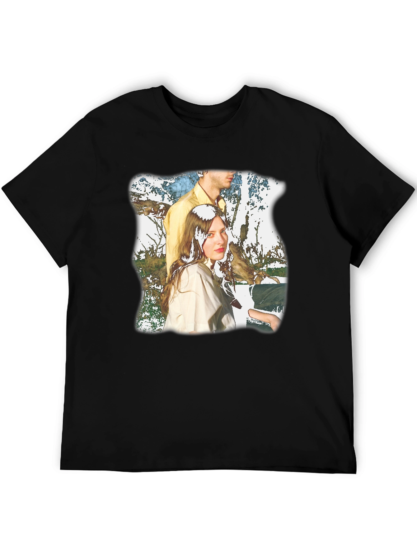 Retro Style Portrait Graphic Black T-Shirt