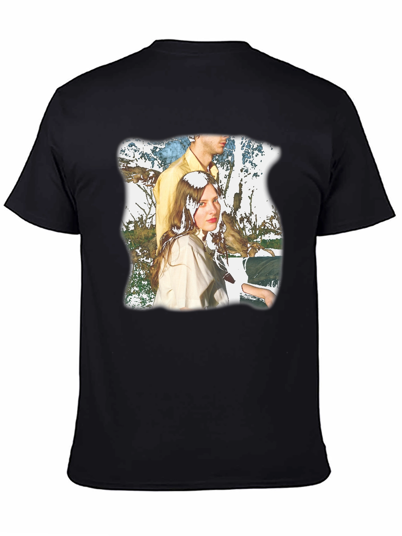 Retro Style Portrait Graphic Black T-Shirt