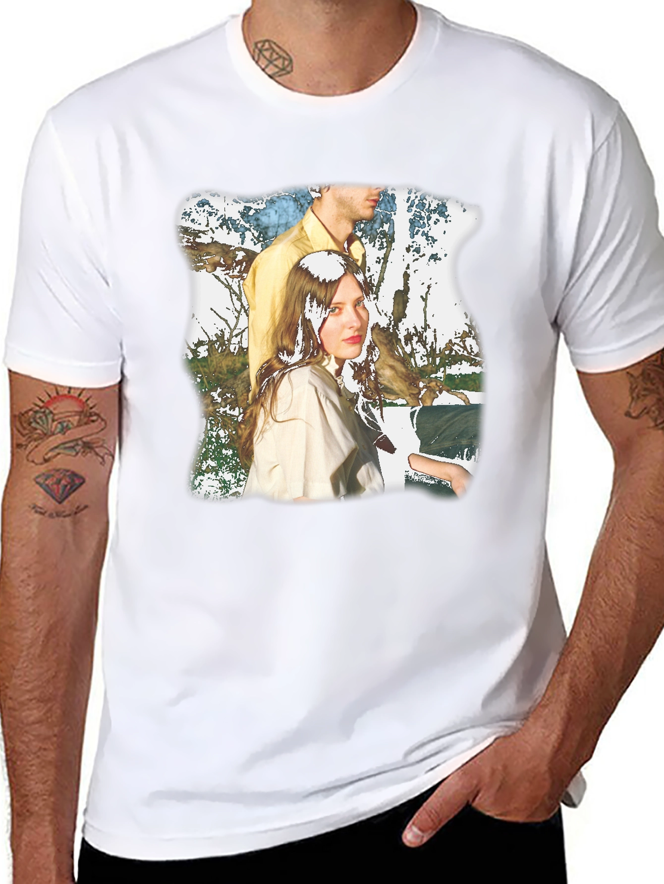 Retro Style Portrait Graphic Black T-Shirt