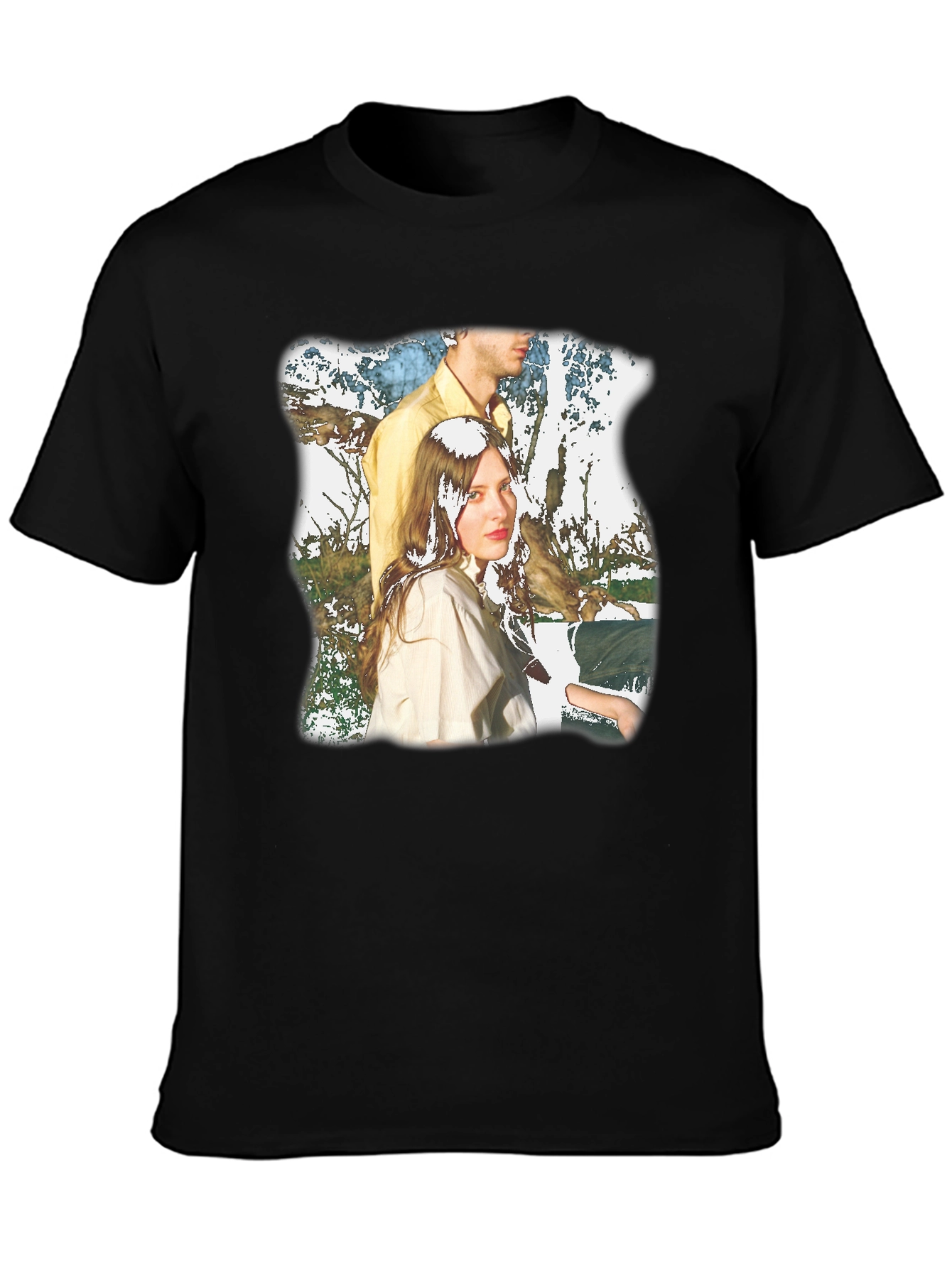 Retro Style Portrait Graphic Black T-Shirt