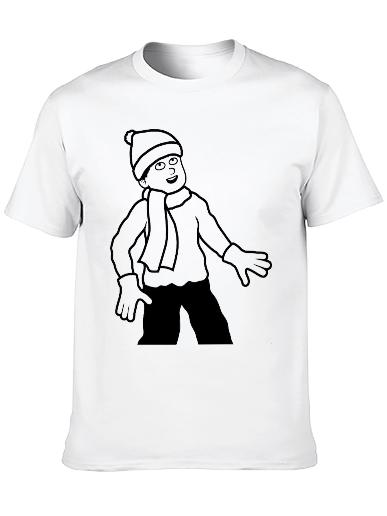 Winter Kid T-Shirt - Black Cartoon Design