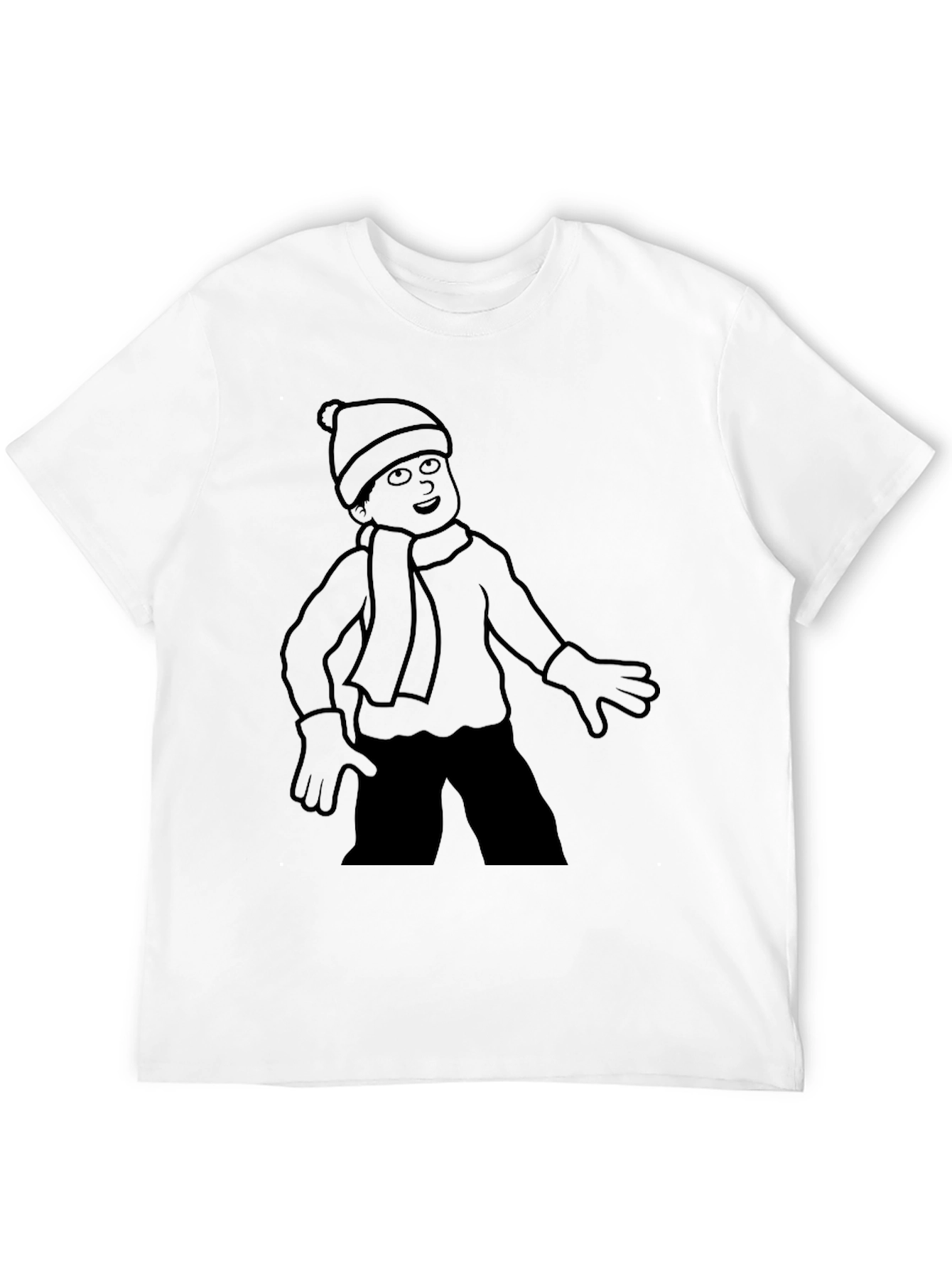 Winter Kid T-Shirt - Black Cartoon Design