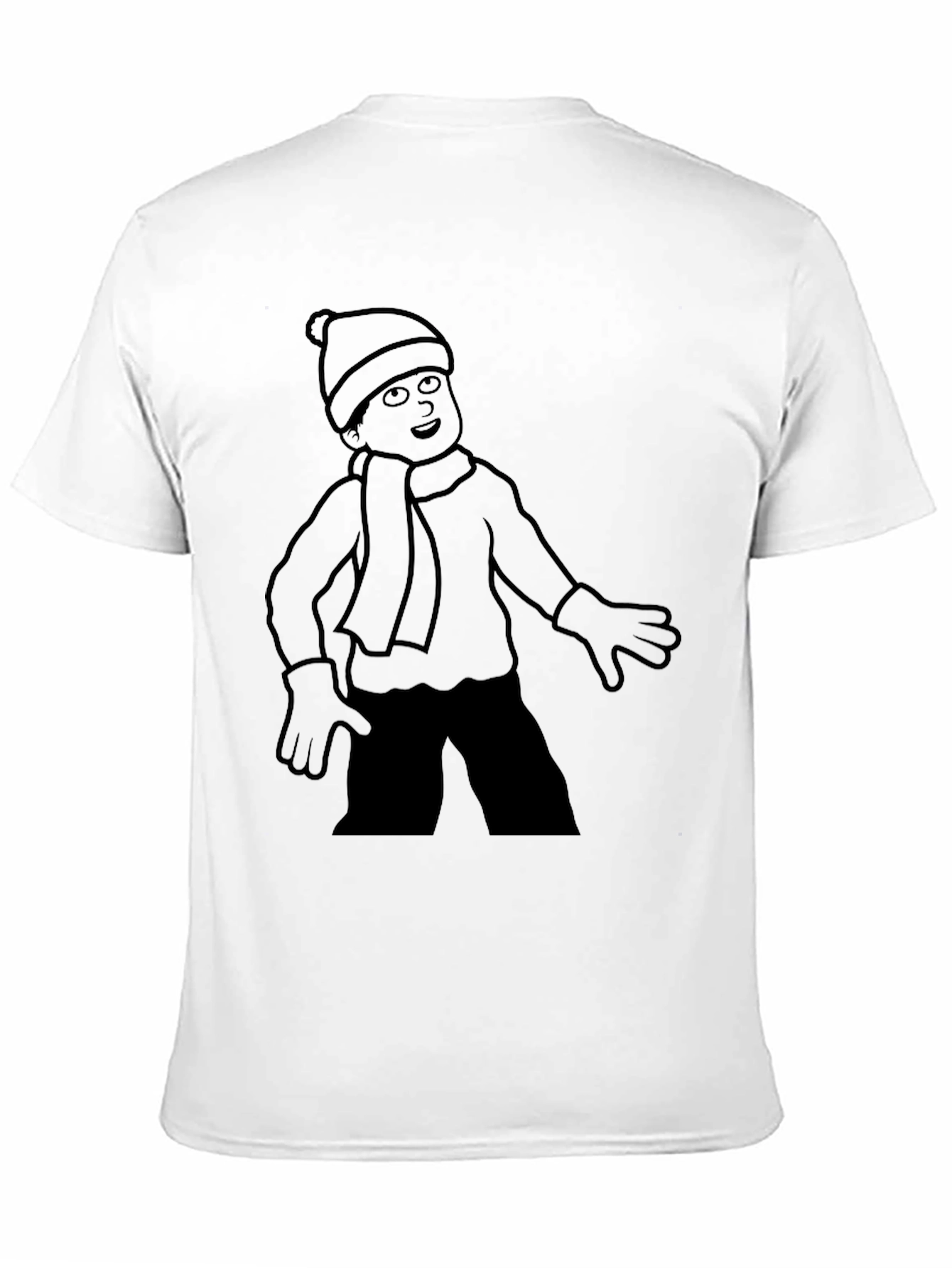 Winter Kid T-Shirt - Black Cartoon Design