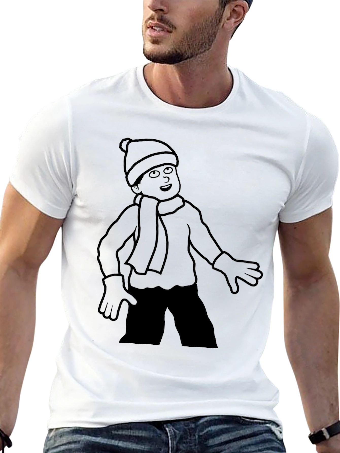 Winter Kid T-Shirt - Black Cartoon Design