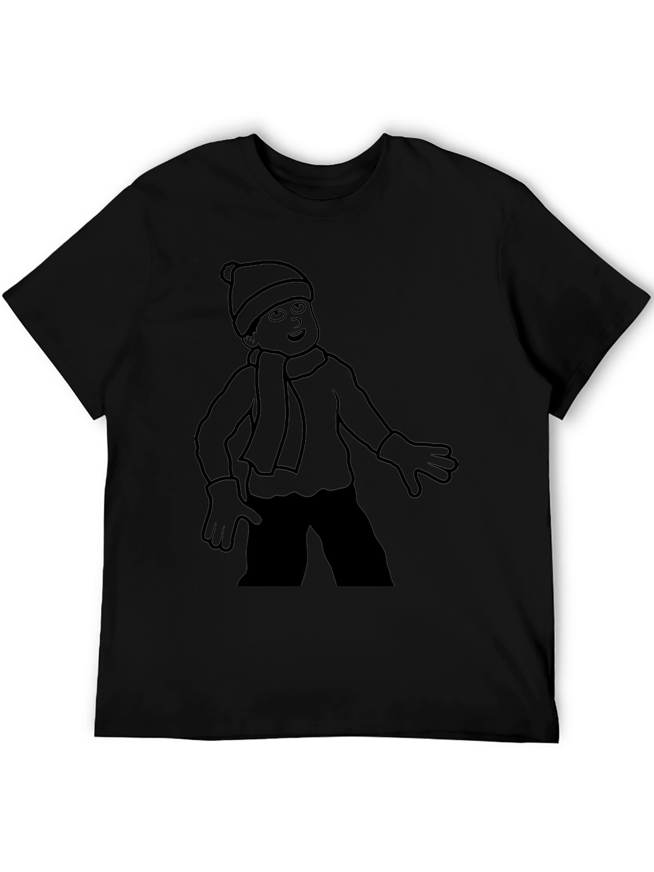 Winter Kid T-Shirt - Black Cartoon Design