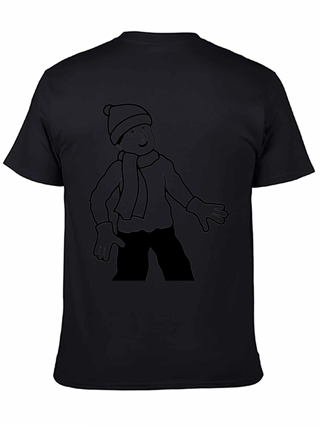 Winter Kid T-Shirt - Black Cartoon Design